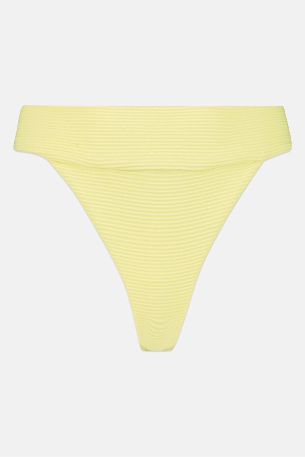Women High Leg Textured Bikini Bottom, Lime Green