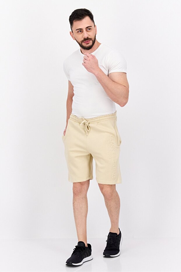 شورت رجالي برباط منقوش، لون بيج - 3