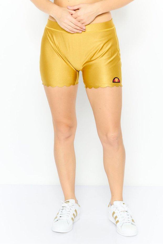 Women Sportswear Fit Brand Logo Shorts, Gold