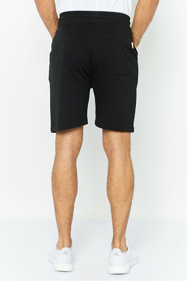 Men Printed Drawstring Basic Shorts, Black - 3