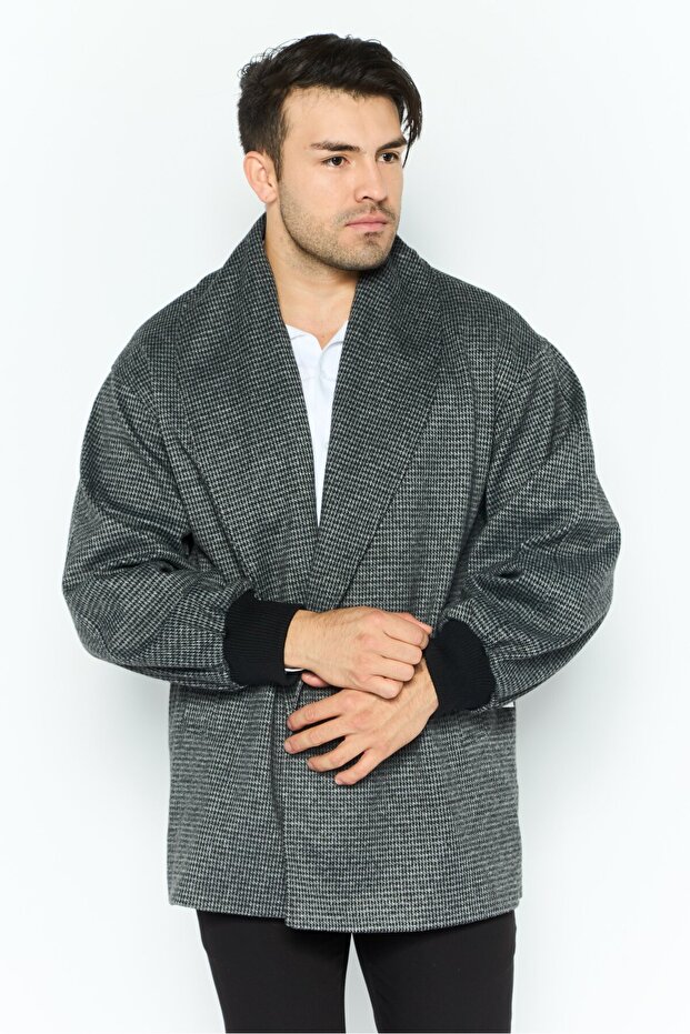 Men Textured Soft Shell Jacket, Black - 1