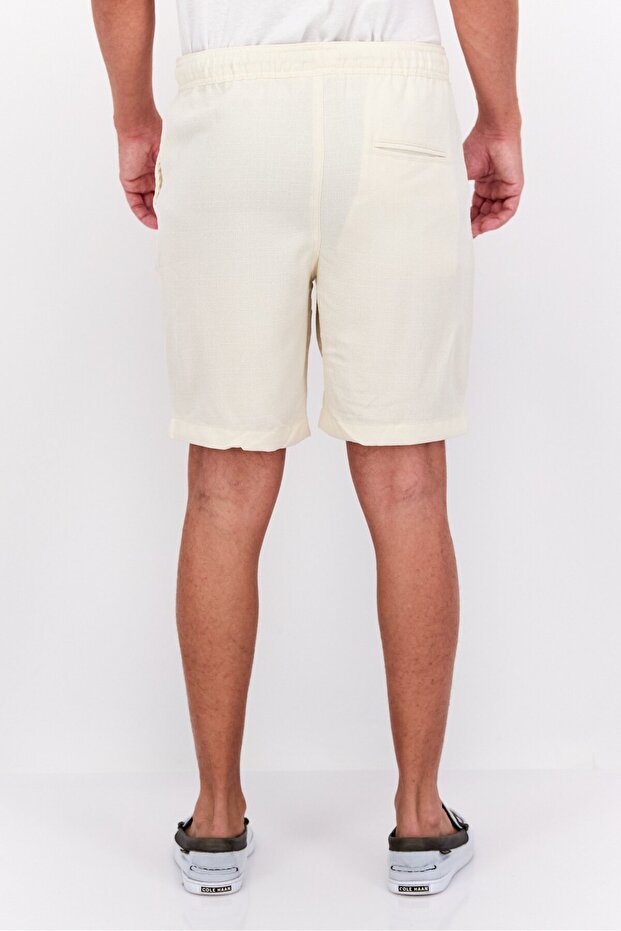 شورت رجالي أساسي منقوش، بيج - 3