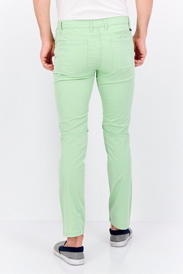 Men Regular Fit Solid Chino Pants, Mint Green - 3