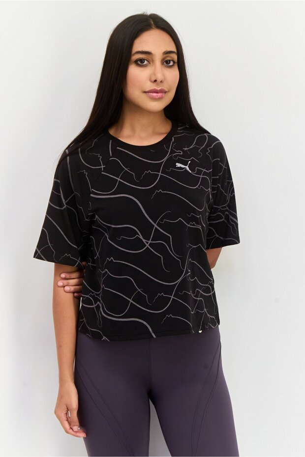 Women Sportswear Fit Short Sleeves Training T-Shirt, Black