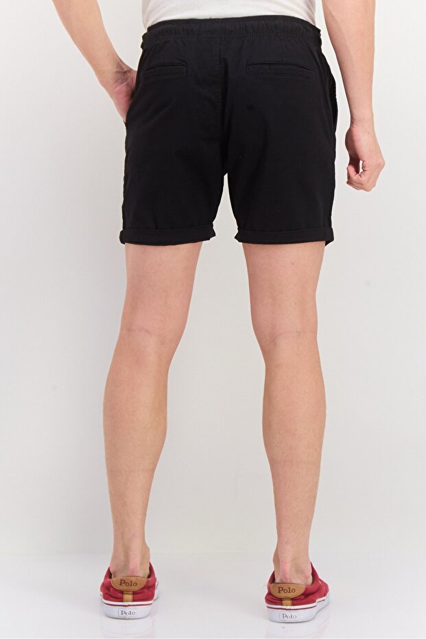 Men Drawstring Basic Shorts, Black - 3