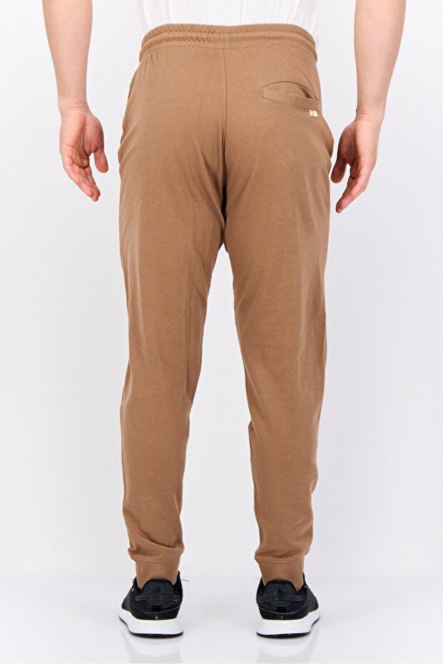 Men Printed Drawstring Basic Jogger Pants, Brown - 3