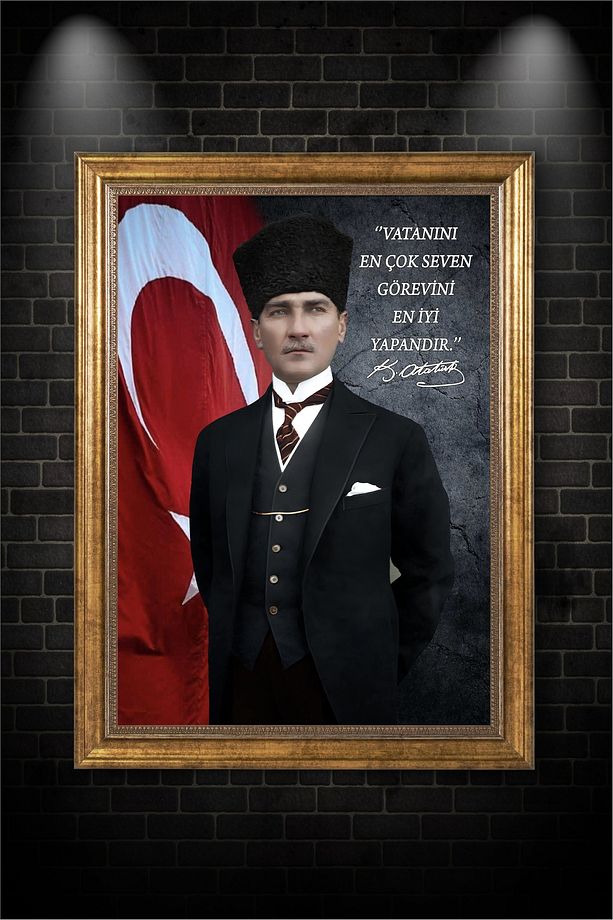 Çerçeveli Atatürk Portresi Atatürk Tablo Vatanını En Çok Seven Görevini En Iyi Yapandır - 1