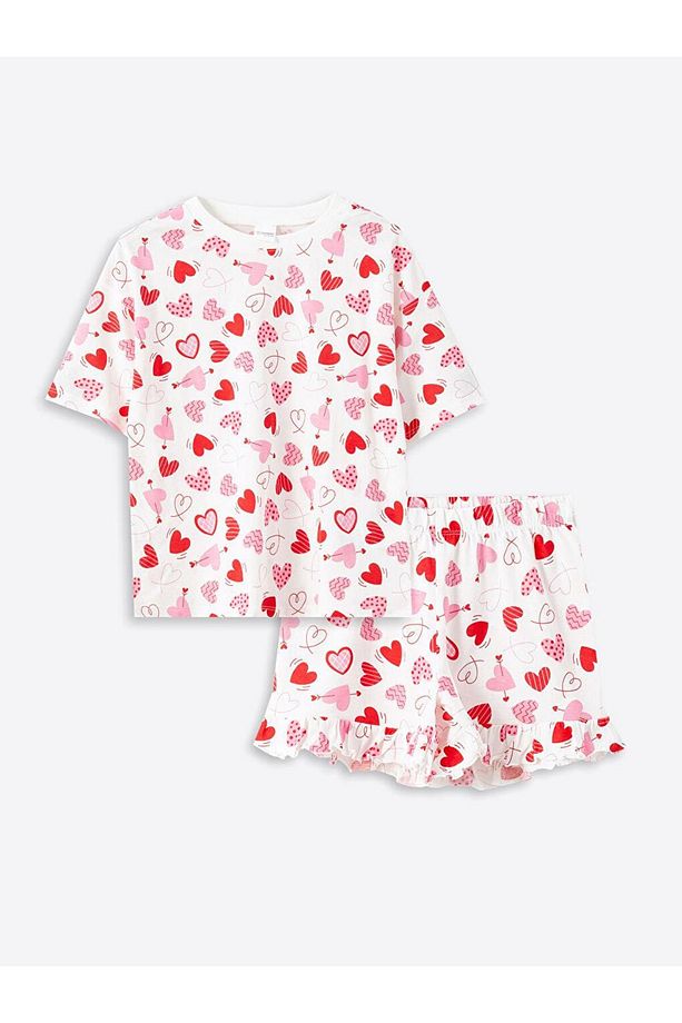 LCW Kids Bisiklet Yaka Kız Çocuk Şortlu Pijama Takımı - 1