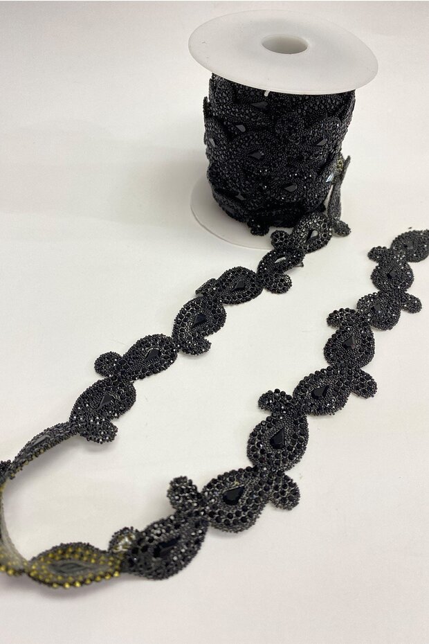 Şal Desen Ütüyle Yapışan Şerit Taş Aplik - 1