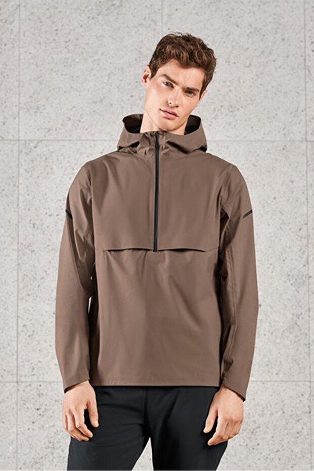 Men Regular Fit Solid Running Rain Jacket, Brown - 1