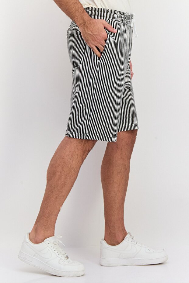 شورت رجالي منقوش، أسود - 2