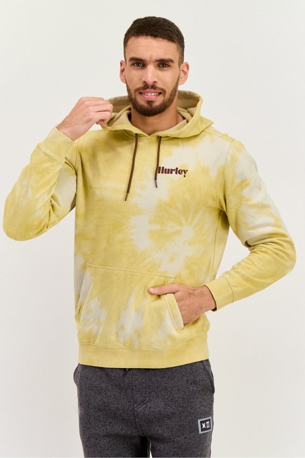 Men Sportswear Fit Long Sleeve Outdoor Sweatshirt, Sage Yellow