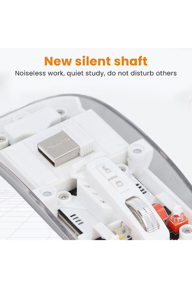 Şeffaf Kablosuz Mouse Sessiz Tuş 3 DPI Modu Çift Bağlantı Ergonomik 180 Saat Kullanım - 5