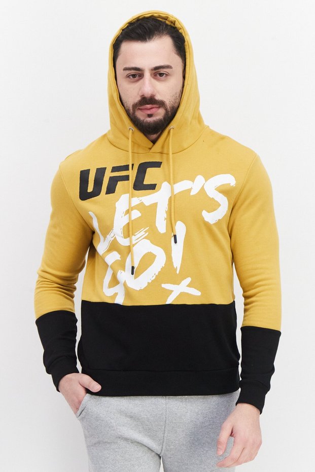 Men Sportswear Fit Long Sleeve Outdoor Hoodie, Yellow