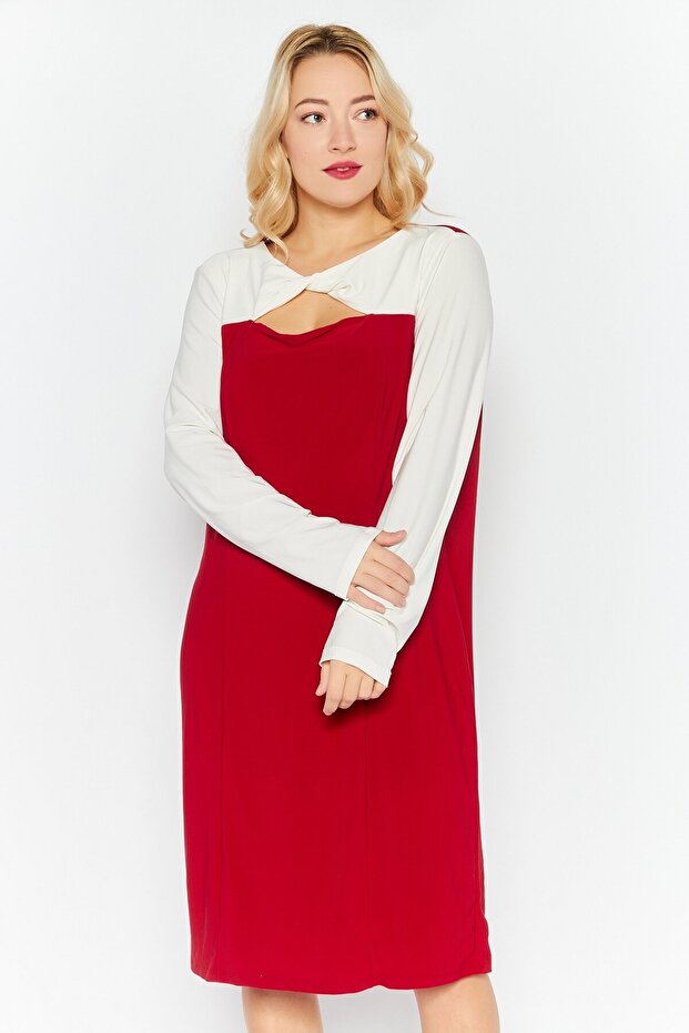 Women Solid Midi Dress, Red