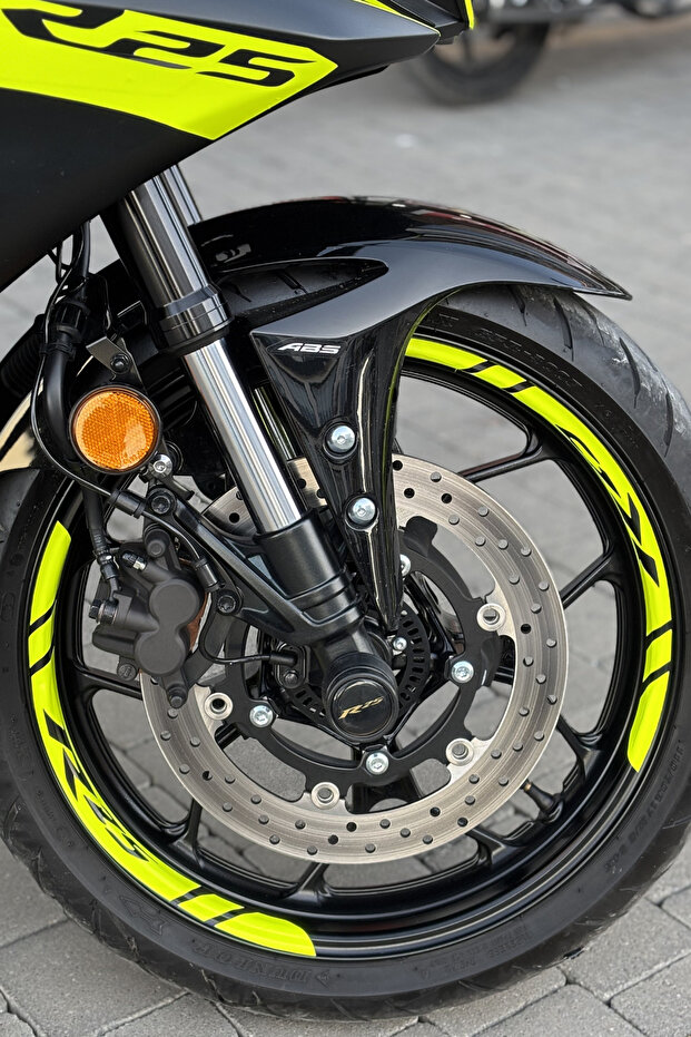 Neon Yellow Wheel Rim Stripe Sticker Sticker Compatible for Yamaha R25 (All Years)