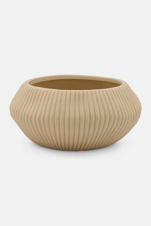 وعاء سيراميك دائري، بيج - 1