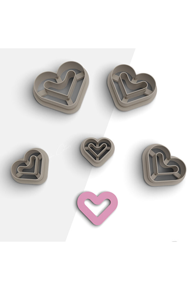 Polymer Cut Heart Shaped Ceramic Jewelry and Cookie Mold - No:1228
