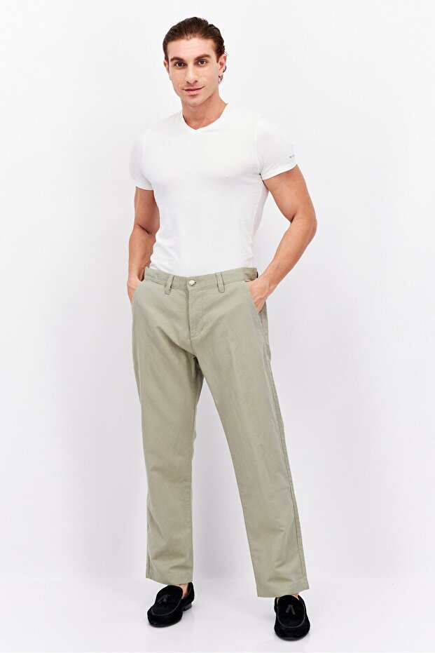 Men Straight Leg Solid Jogger Pants, Light Olive - 2