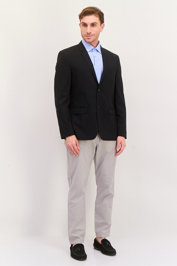 سترة رسمية سادة بقصّة عادية للرجال، باللون الأسود - 4