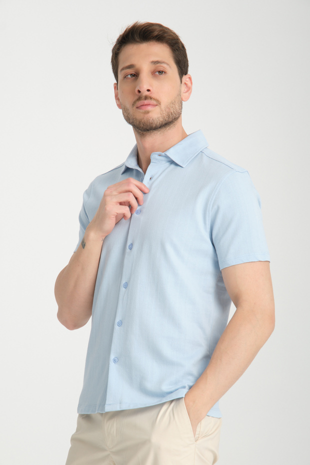 Lucero Men's Blue 100% Cotton Non-Shrink Slim Fit Slim Polo Neck Sports Shirt