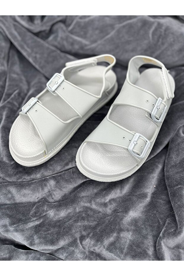 Unisex Gray Casual Sandals - Lightweight Sole Comfortable Summer Walking and Daily Use Slippers