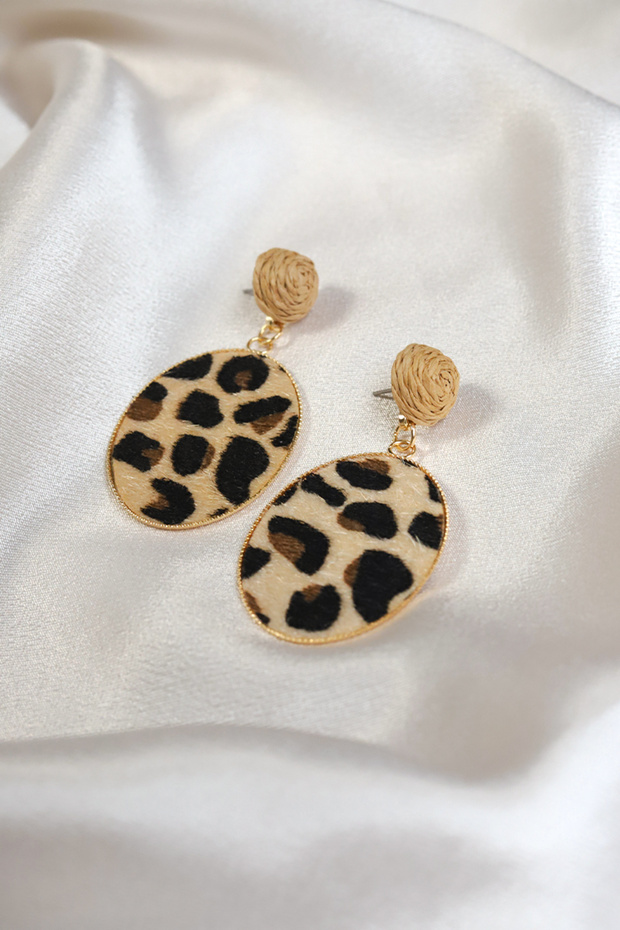 ليوبارد منقوشة الفراء محكم تتدلى الأقراط - 2