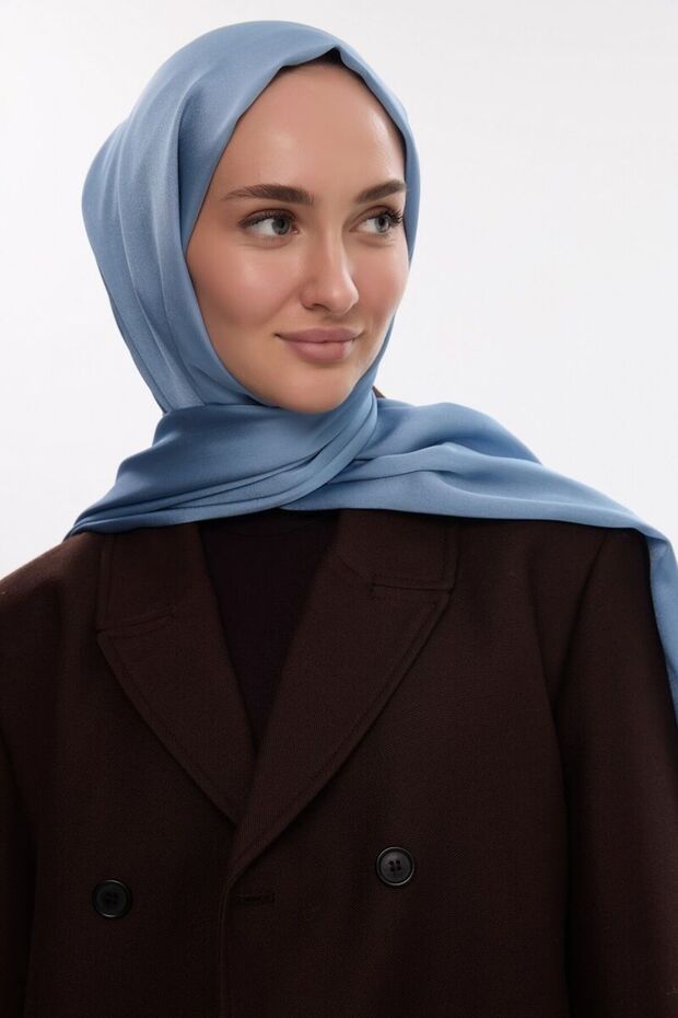 Idol Satin Janjan Shawl - Blue