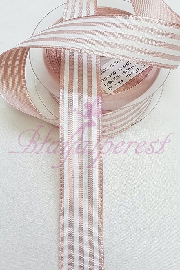 Powder Striped Taffeta Ribbon 2.5cm