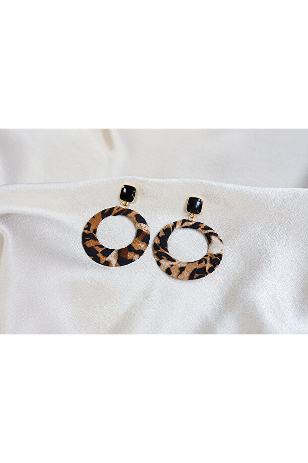 ليوبارد نمط النسيج محكم تتدلى الأقراط - 3