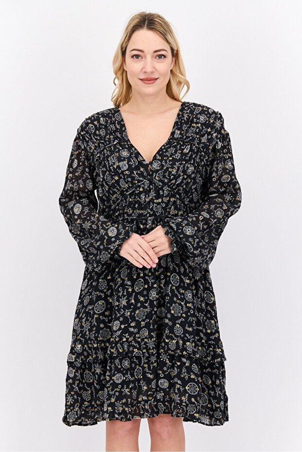 Women Allover Print Mini Dress, Multicolor