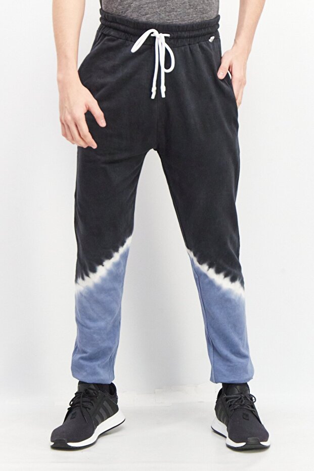 Men Regular Fit Tie Dye Drawstring Jogger Pants, Navy