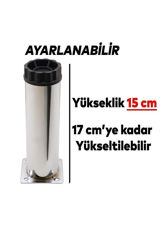 Hobit Ayarlanabilir Metal 15 Cm Krom Mobilya Kanepe Koltuk Baza Yükseltici Destek Ayağı Ayakları. - 3