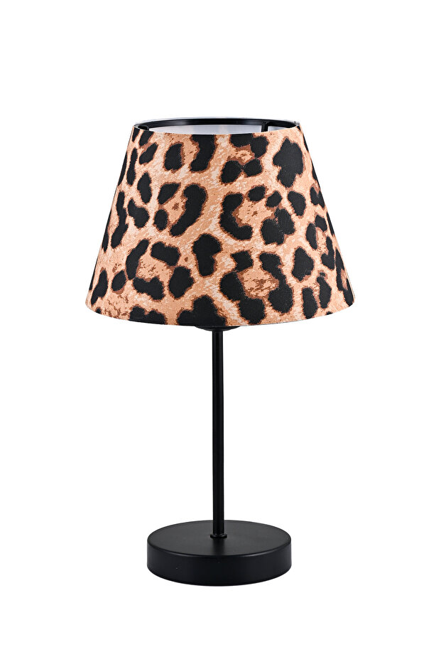 Leopard Patterned Fabric Metal Black Lampshade - 6