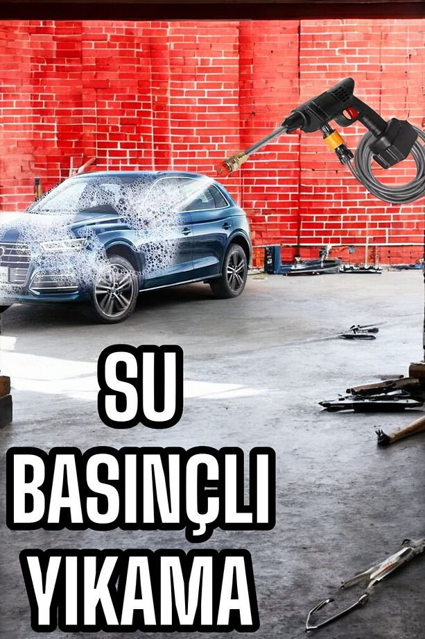 Şarjlı Oto Yıkama Tabancası Su Basınçlı Hazneli Bataryalı - 2