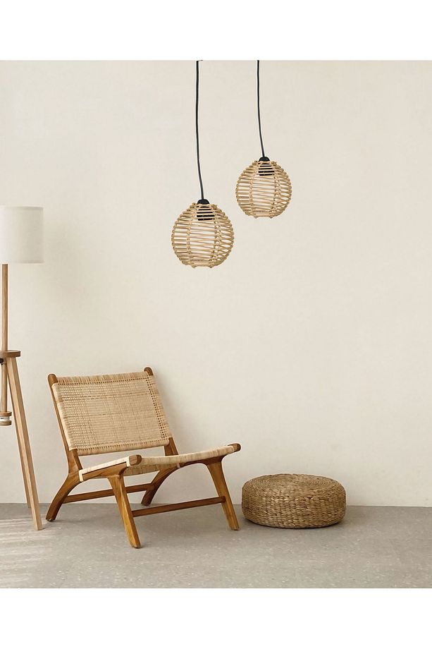 putina BAMBU RATTAN SARKIT BOHEM AVİZE LAMBA MODERN İSKANDİNAV RATTAN AYDINLATMA 15 cm - 1