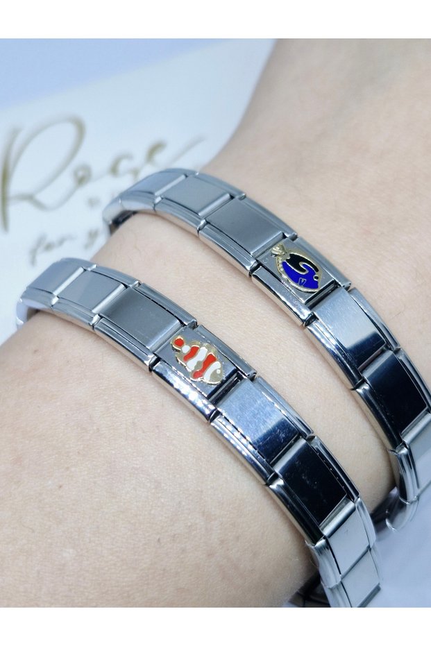 Double Wrist Charm Bracelet for Valentine's Day - Italian Steel Design