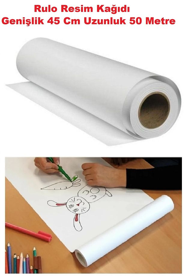 Resim Kağıdı Rulo Genişlik 45 Cm Uzunluk 50 Metre Plotter Kağıt M2 80 Gr - 1