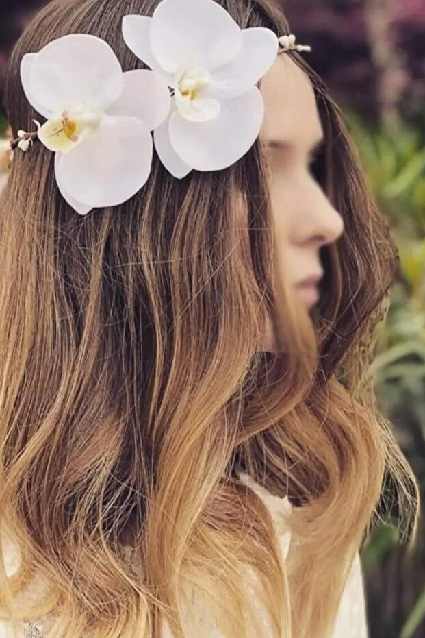 White Orchid Flowering Bridal Crown