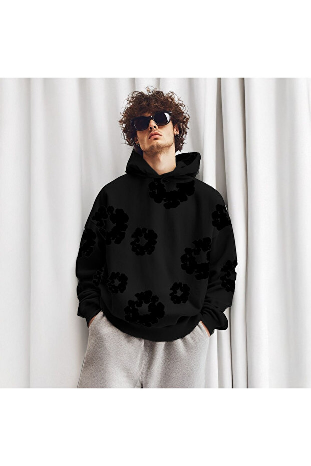 Printed Sweatshirt Tracksuit Top and Bottom Set