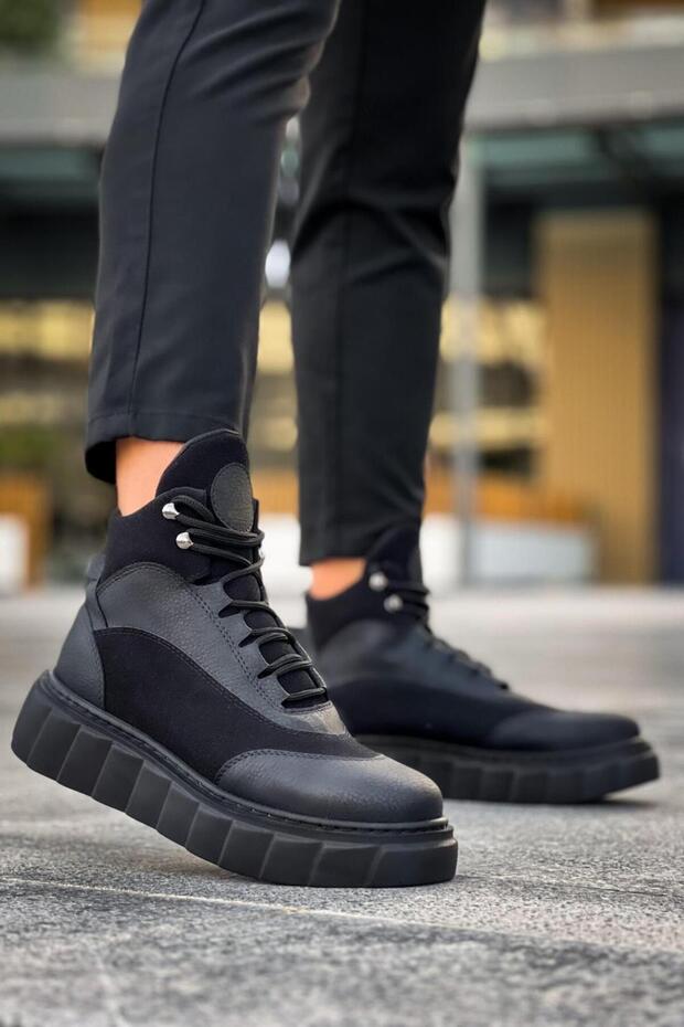 Magas sarkú csizma 104 fekete (fekete talp) - 2