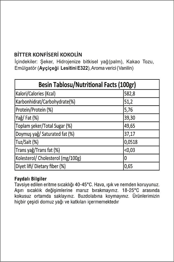 Bitter Çikolata Konfiseri Kokolin 1 Kg - 2