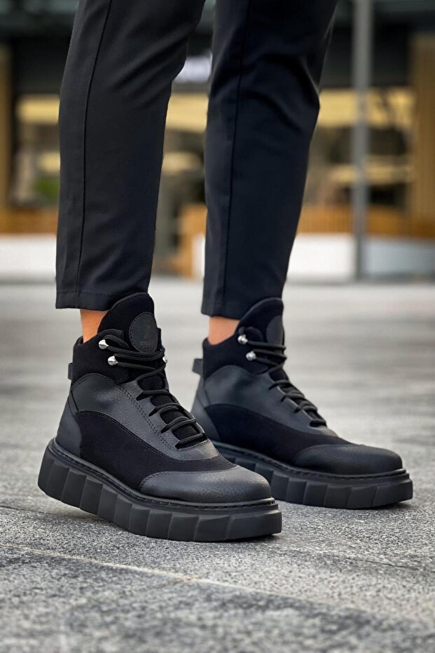 Magas sarkú csizma 104 fekete (fekete talp) - 5