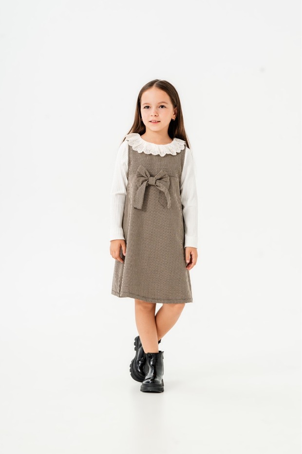 Bowknot Baby Collar 2-Piece Girls' Dress
