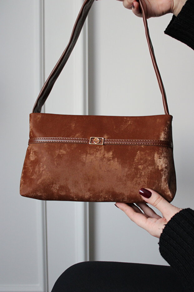 Women's Velvet Textured Minimalist Hand / Shoulder Bag - Velvet Touch