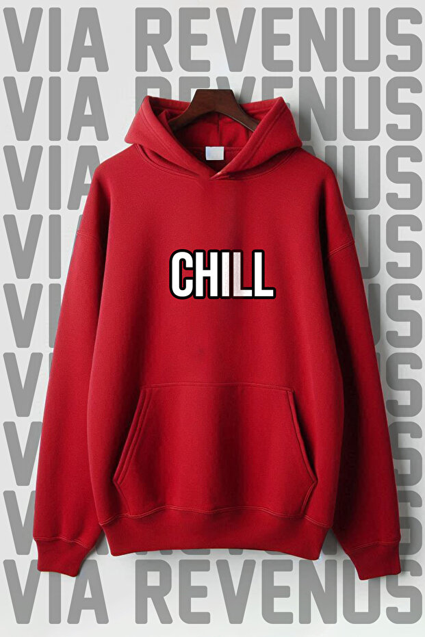سويت شيرت بغطاء للرأس مطبوع عليه Just Chill