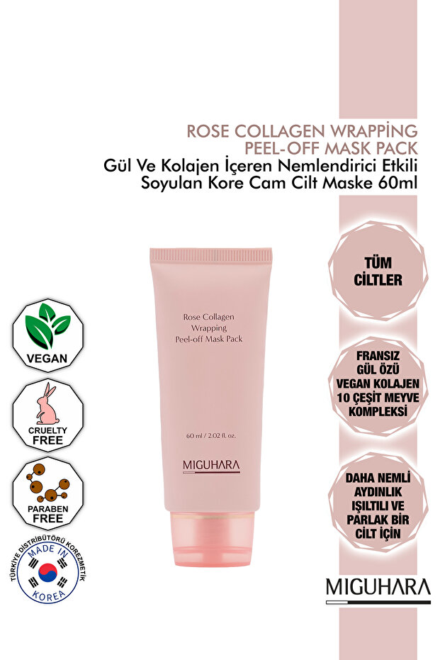 Miguhara Moisturizing Effective Peeling Korean Glass Skin Mask Peel Off with Rose and Collagen - 60ml
