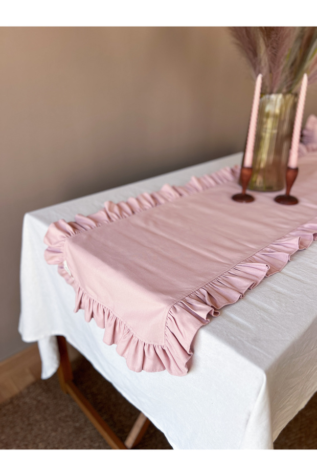 Rosy Keten Fırfırlı Runner Pembe - 2