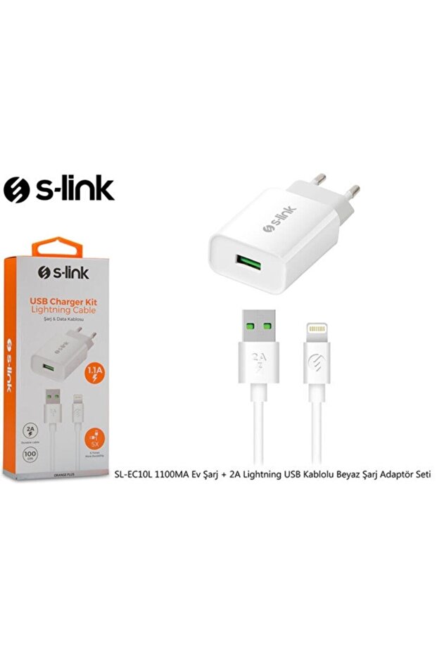 Sl-ec10l 1100ma Ev Şarj + 2a Lightning Usb Kablolu Beyaz Şarj Adaptör Seti - 1