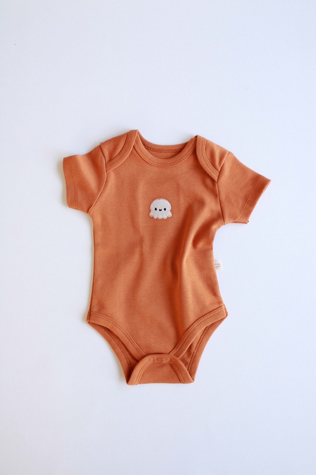 Octopus Embroidered Short Sleeve Bodysuit